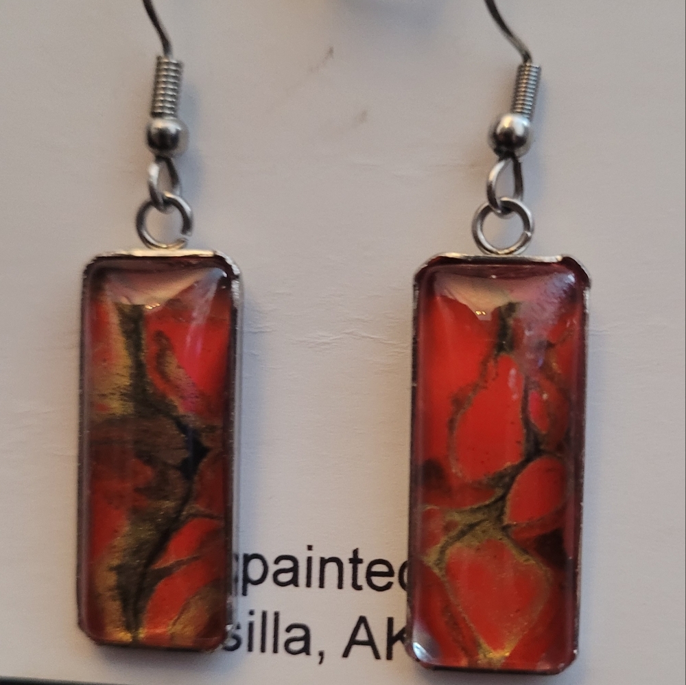 Handpainted glass earrings